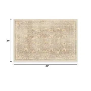 RUGGABLE x Morris & Co Washable 2x3 Area Rug, Pimpernel Vintage Stone, Premium Rugs for Living Room, Bedroom, Kitchen, Office, Classroom with Gripper Non Slip Pad