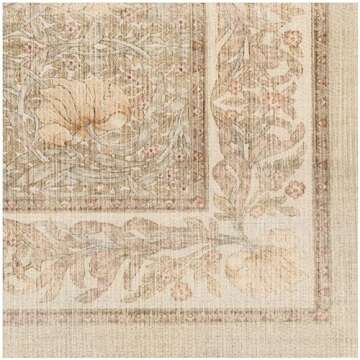 RUGGABLE x Morris & Co Washable 2x3 Area Rug, Pimpernel Vintage Stone, Premium Rugs for Living Room, Bedroom, Kitchen, Office, Classroom with Gripper Non Slip Pad