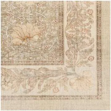 RUGGABLE x Morris & Co Washable 2x3 Area Rug, Pimpernel Vintage Stone, Premium Rugs for Living Room, Bedroom, Kitchen, Office, Classroom with Gripper Non Slip Pad