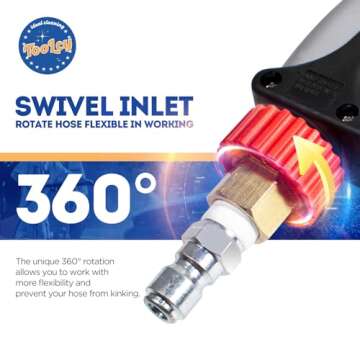 TOOLCY Pressure Washer Short Gun, Commercial 5000 PSI / 10.5 GPM with Nozzle Tips, 3/8" Swivel USA-N...