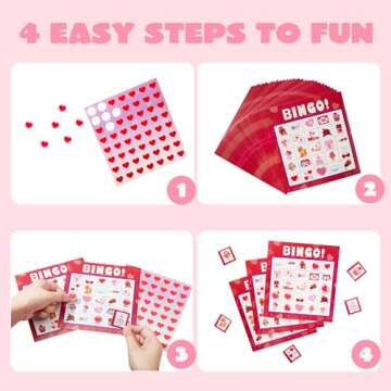 JOYIN Bingo Game Cards (5x5) – 28 Players for Kids Party Gift, School Classroom Love Supplies, Family Entertainment Activities