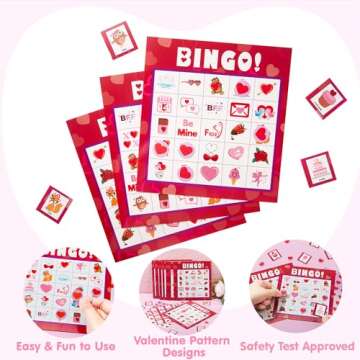 JOYIN Bingo Game Cards (5x5) – 28 Players for Kids Party Gift, School Classroom Love Supplies, Family Entertainment Activities