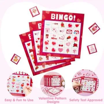 JOYIN Bingo Game Cards (5x5) – 28 Players for Kids Party Gift, School Classroom Love Supplies, Family Entertainment Activities