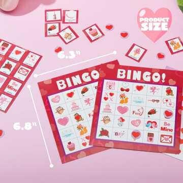 JOYIN Bingo Game Cards (5x5) – 28 Players for Kids Party Gift, School Classroom Love Supplies, Family Entertainment Activities