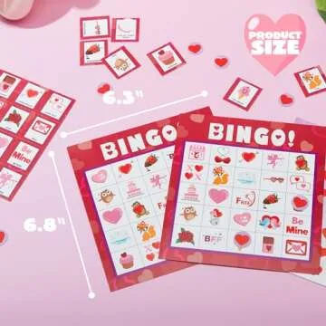 JOYIN Bingo Game Cards (5x5) – 28 Players for Kids Party Gift, School Classroom Love Supplies, Family Entertainment Activities