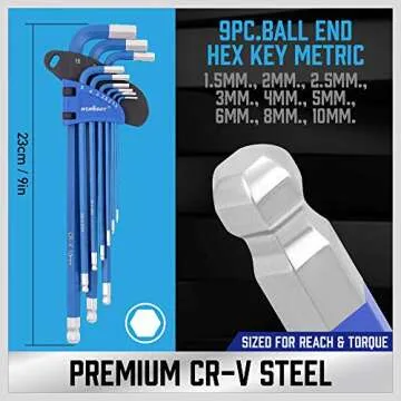 HORUSDY 37PCS Hex Key Allen Wrench Set, SAE & Metric Star Long Arm Ball End Hex Key Set, Industrial Grade Allen Wrench Set with Another Torque Handle