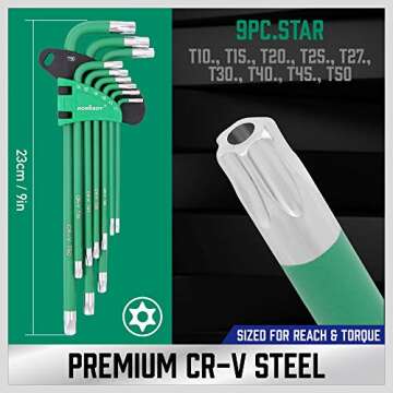 HORUSDY 37PCS Hex Key Allen Wrench Set, SAE & Metric Star Long Arm Ball End Hex Key Set, Industrial Grade Allen Wrench Set with Another Torque Handle