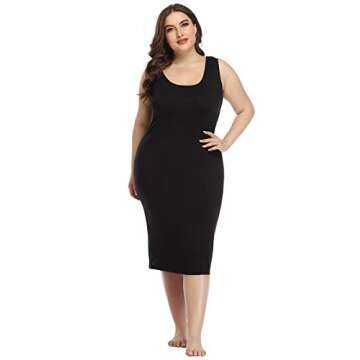 HDE Plus Size Bodycon Midi Dress - Everyday Sundress for Women