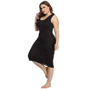 HDE Plus Size Bodycon Midi Dress Casual Fitted Sundress
