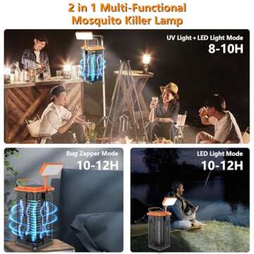 Homesuit Solar Bug Zapper with LED Light, 4000mAh Battery Powered Mosquito Zapper, Cordless Mosquito Traps, Electric Mosquito Killer, Bug Zapper for Outdoor and Indoor, Rechargeable, Orange