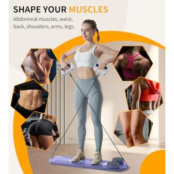 Pilates Board - Pilates Reformer Set, 6 in 1 Pilates Boards for Home Workout, Portable and Foldable Pilates Reformers, Multifunctional Reformer Pilates Machine, Pilates Board for Women