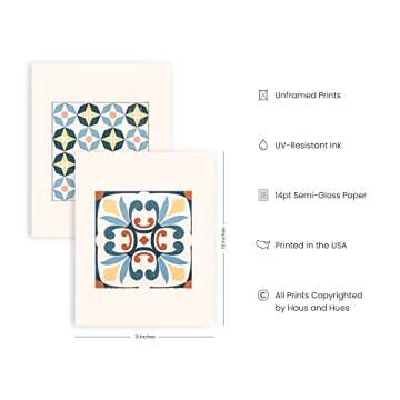 HAUS AND HUES Mandala Wall Art - Set of 3 Mexican Tile Art, Modern Abstract Wall Art, Moroccan Paint...