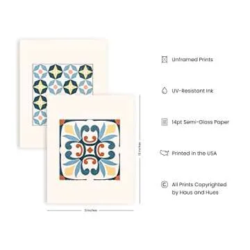 HAUS AND HUES Mandala Wall Art - Set of 3 Mexican Tile Art, Modern Abstract Wall Art, Moroccan Paint...