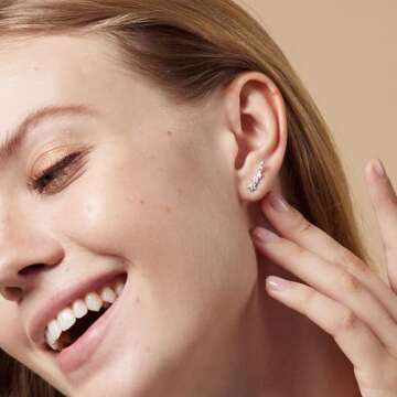Boma Sterling Silver Star Ear Crawlers - Elegant & Hypoallergenic