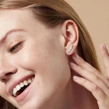Boma Sterling Silver Star Ear Crawlers - Elegant & Hypoallergenic
