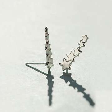 Boma Sterling Silver Star Ear Crawlers - Elegant & Hypoallergenic