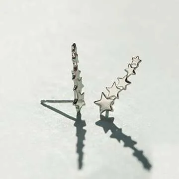 Boma Sterling Silver Star Ear Crawlers - Elegant & Hypoallergenic
