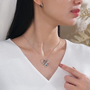 Personalized Heart Necklace with Custom Name and Birthstones