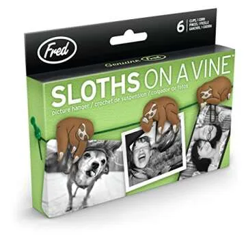 Genuine Fred Sloths on a Vine Picture Hangers, Set of 6
