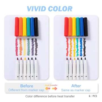 Craft Express 6 PCS Sublimation Markers and Pens Set, Crafters Color Pen Tools, Washable Color Drawing Marker Pens for Heat Transfer Custom Coloring DIY Crafts on School Projects Sublimation Blanks