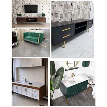 Bikani Golden Sofa Legs Round Solid Metal Furniture Legs Sofa Replacement Legs Perfect for Mid-Century Modern/Great IKEA hack for Sofa, Couch, Bed, Coffee Table (Golden Color, 5 Inches,Set of 4)