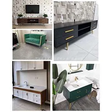 Bikani Golden Sofa Legs Round Solid Metal Furniture Legs Sofa Replacement Legs Perfect for Mid-Century Modern/Great IKEA hack for Sofa, Couch, Bed, Coffee Table (Golden Color, 5 Inches,Set of 4)