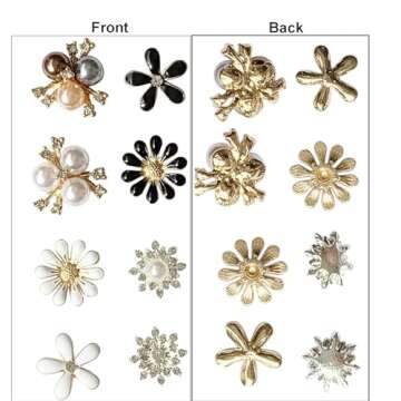 Mililanyo 80 Pieces Flower Rhinestone Buttons for Crafts