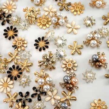 Mililanyo 80 Pieces Flower Rhinestone Buttons for Crafts