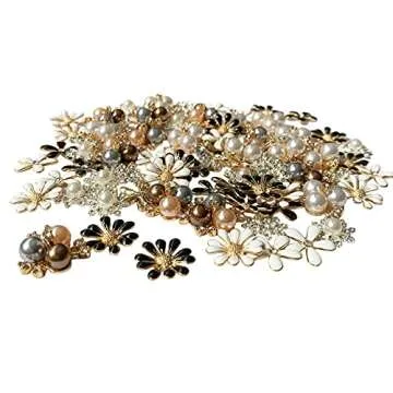 Mililanyo 80 Pieces Flower Rhinestone Buttons for Crafts
