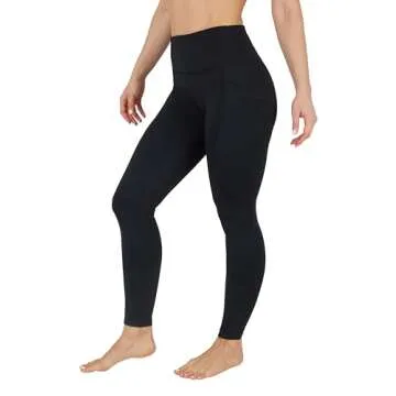 90 Degree By Reflex High Waist Fleece Lined Leggings with Side Pocket - Yoga Pants - Black with Pock...