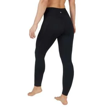 90 Degree By Reflex High Waist Fleece Lined Leggings with Side Pocket - Yoga Pants - Black with Pocket - Large