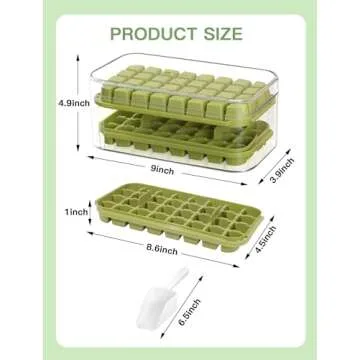 Easy Release Ice Cube Trays with Lid and Bin Set 64 Pcs