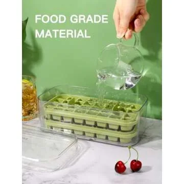 Easy Release Ice Cube Trays with Lid and Bin Set 64 Pcs