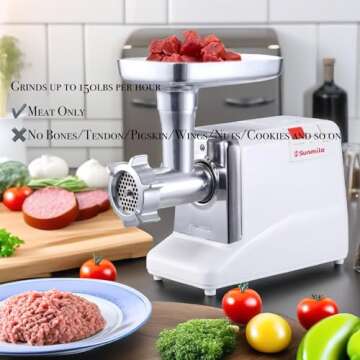 Sunmile SM-G50 ETL Electric Meat Grinder - Max 1.3 HP 1000W Heavy Duty Meat Mincer Sausage Grinder -...