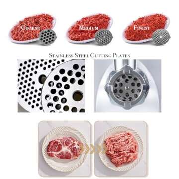Sunmile SM-G50 ETL Electric Meat Grinder - Max 1.3 HP 1000W Heavy Duty Meat Mincer Sausage Grinder - Metal Gears, Reverse, Circuit Breaker, Stainless Steel Cutting Blade and Plates, 1 Sausage Stuffs