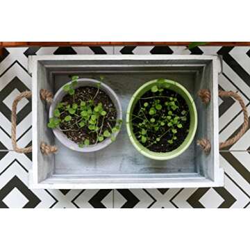 SLPR Set of 3 Rustic White Wooden Crates for Display with Rope Handles: Wood Crate Boxes for Storage and Decoration, Vintage Farmhouse Distressed Décor Bins, Decorative Crate Storage for Organizing