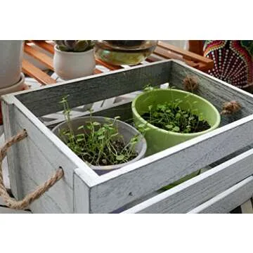 SLPR Set of 3 Rustic White Wooden Crates for Display with Rope Handles: Wood Crate Boxes for Storage and Decoration, Vintage Farmhouse Distressed Décor Bins, Decorative Crate Storage for Organizing