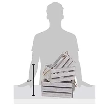 SLPR Set of 3 Rustic White Wooden Crates for Display with Rope Handles: Wood Crate Boxes for Storage and Decoration, Vintage Farmhouse Distressed Décor Bins, Decorative Crate Storage for Organizing