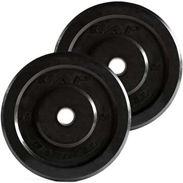 CAP Barbell Premium Bumper Plate Set, Black, 25 lb Pair