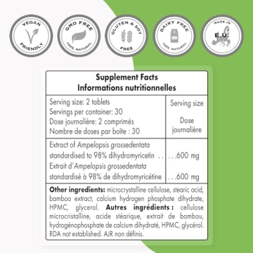 Supersmart Dihydromyricetin 600mg High Purity Health Supplement