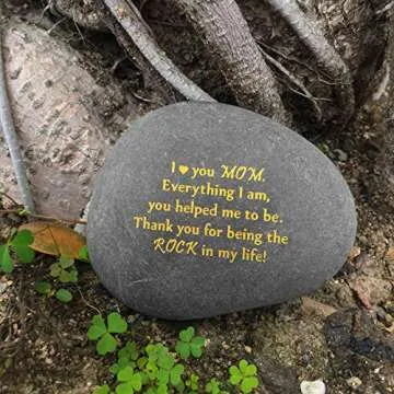 Unique Gift for Mom - Thank You for Being My Rock, Valentines Mothers day Christmas Birthday Gifts for Mother from Daughter Son, Novelty Keepsake Paperweight Stone Engraved Rock with Sentiment Words