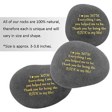Unique Gift for Mom - Thank You for Being My Rock, Valentines Mothers day Christmas Birthday Gifts for Mother from Daughter Son, Novelty Keepsake Paperweight Stone Engraved Rock with Sentiment Words