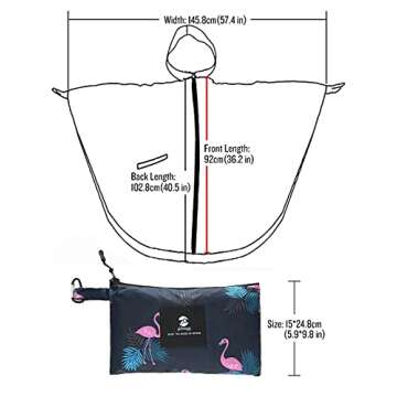 SaphiRose Adults Rain Poncho Waterproof Raincoat Jacket Hood with Pocket(Water lilIes)