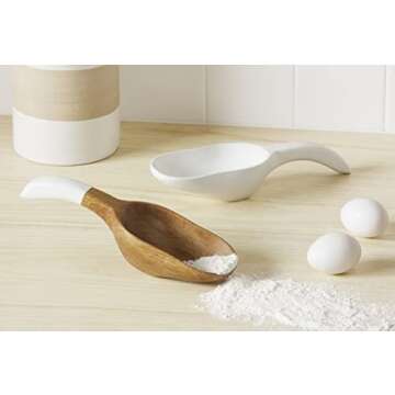 Mud Pie Wooden Scoop Server: 10.5" Stylish Mango Wood Scoop with Colorblock Design