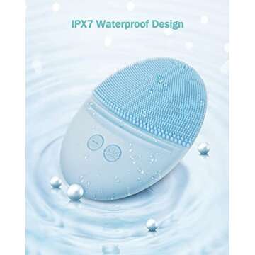 EZBASICS Facial Cleansing Brush, Waterproof Sonic Vibrating Face Brush for Deep Cleansing, Gentle Exfoliating and Massaging, Inductive charging (Blue)