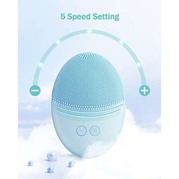 EZBASICS Facial Cleansing Brush, Waterproof Sonic Vibrating Face Brush for Deep Cleansing, Gentle Exfoliating and Massaging, Inductive charging (Blue)