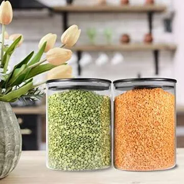 EcoEvo Glass Jars with Black Bamboo Lids, Glass Food Jars and Canisters Sets, Large Size Glass Food Storage Containers with Black lids, Glass Flour Canister (100oz)