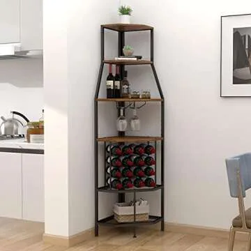Espelism Corner Wine Rack: Space Saving 5-Tier Design