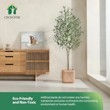 CROSOFMI Artificial Olive Tree, 6FT Fake Olive Plant in Pot, Tall Faux Plant,Potted Faux Topiary Silk Tree for Indoor Entryway Decor Outdoor Home Office Gift