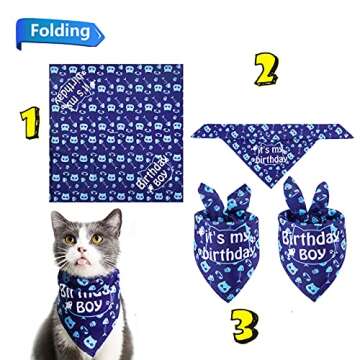 TCBOYING Cat Birthday Bandana, Cat Birthday Boy Girl Hat Scarfs Flag Balloon with Cute Doggie Birthday Party Supplies Decorations